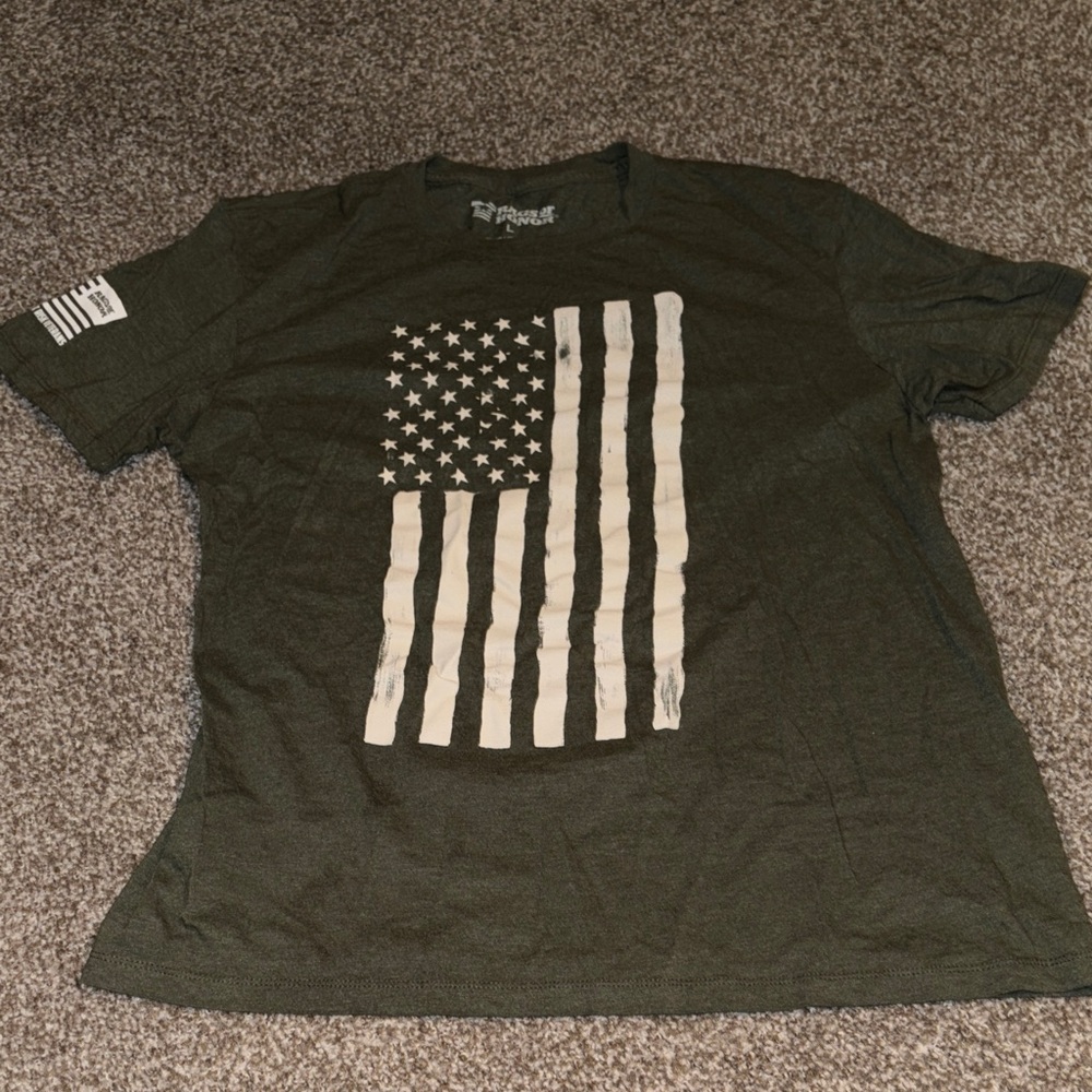 Green T-Shirt with American Flag Design